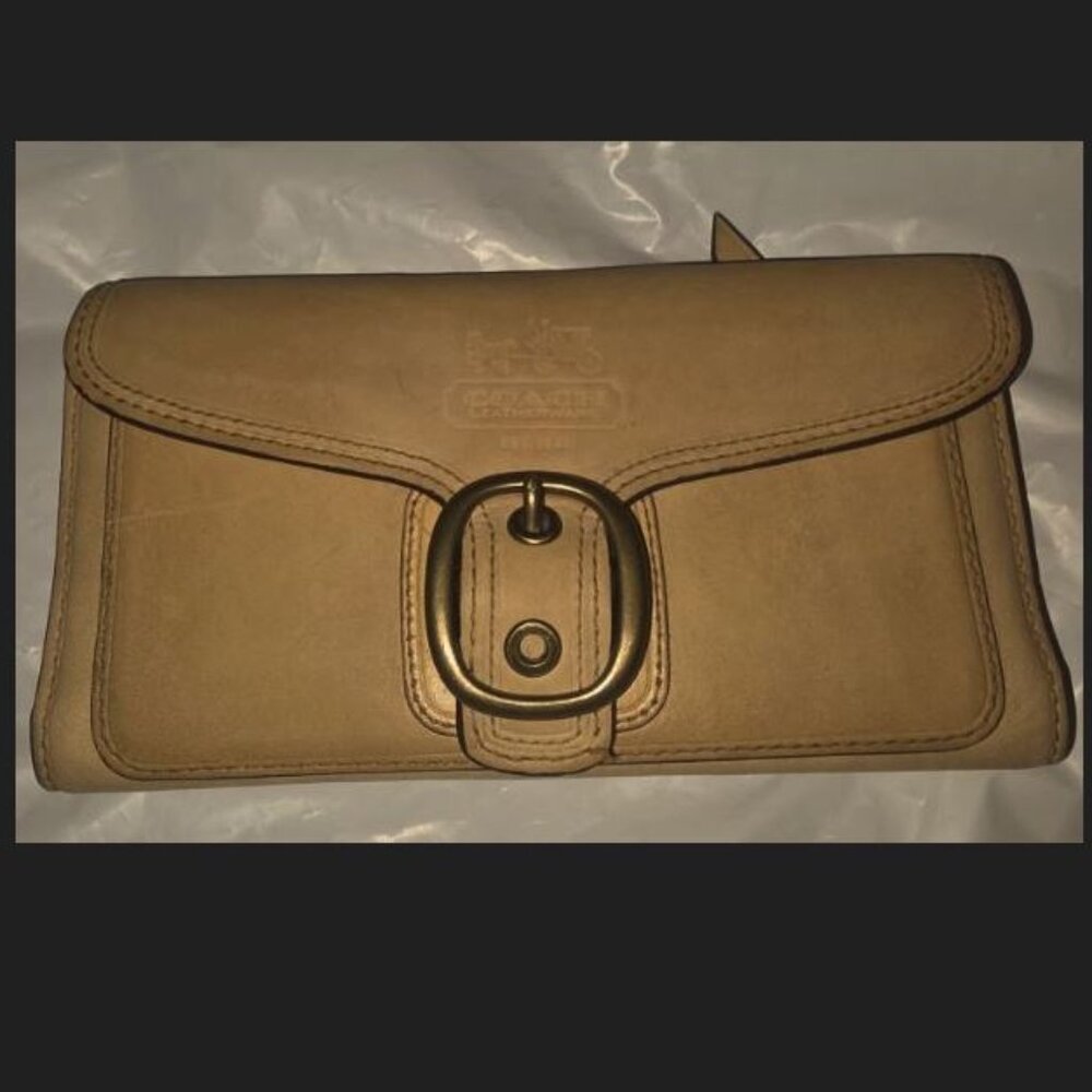 Coach Bleeker Tan Leather Buckle Wallet & Checkbook